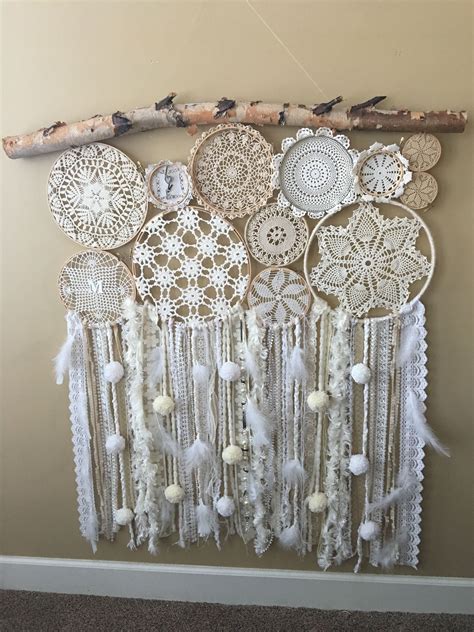 dream catcher boho|dream catchers with doilies.